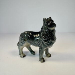 Vintage Glazed Ceramic Collie Dog Figurine | Mid Century Collectible Sheepdog